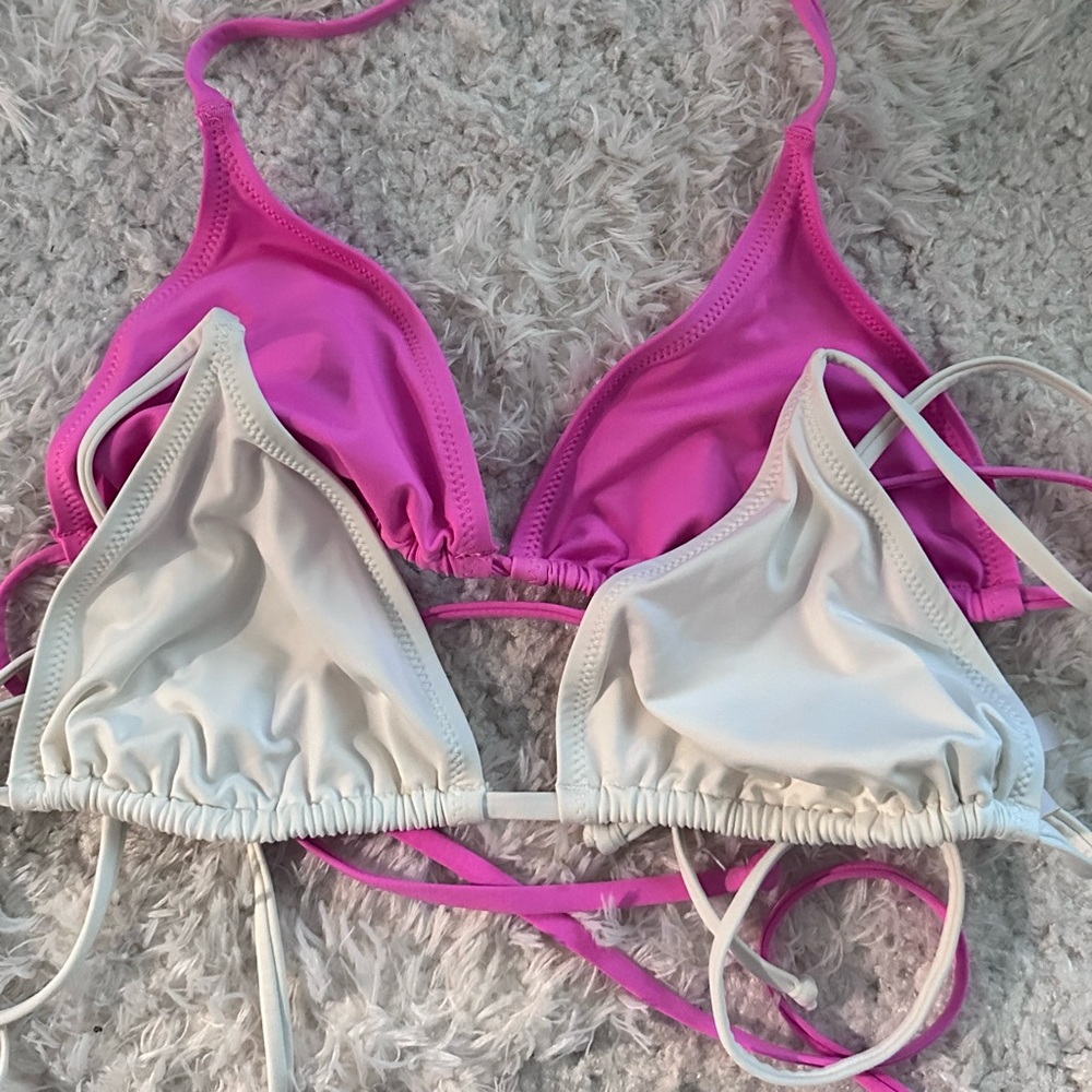 Skims swim - bikini top pink and white
